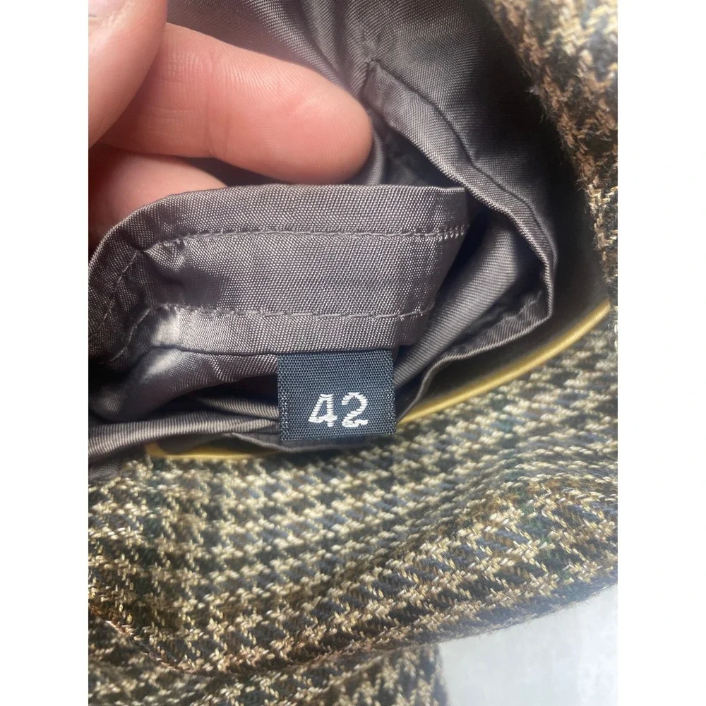 Dark Academia Haggar Mens 42 Brown Houndstooth 2 Button Sport Coat Blazer‎ USA